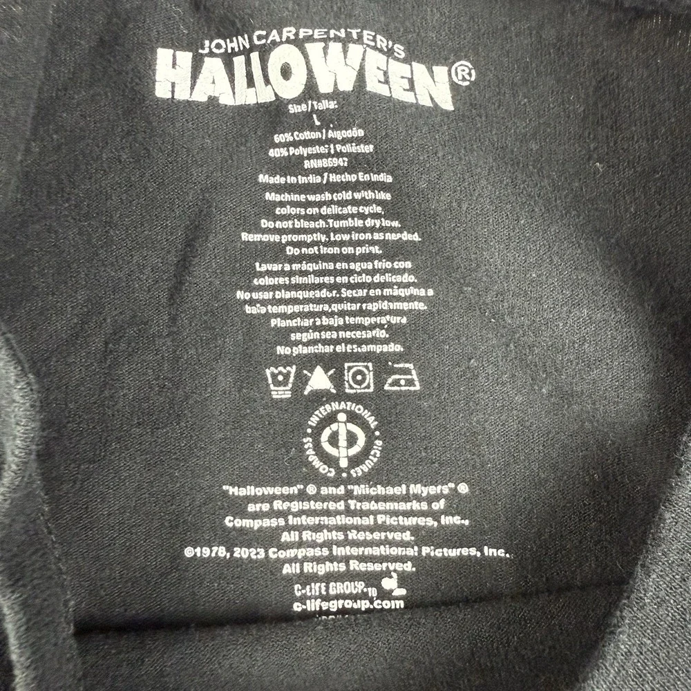 John Carpenter Halloween‎ Michael Myers Men L Black Print Horror Tee